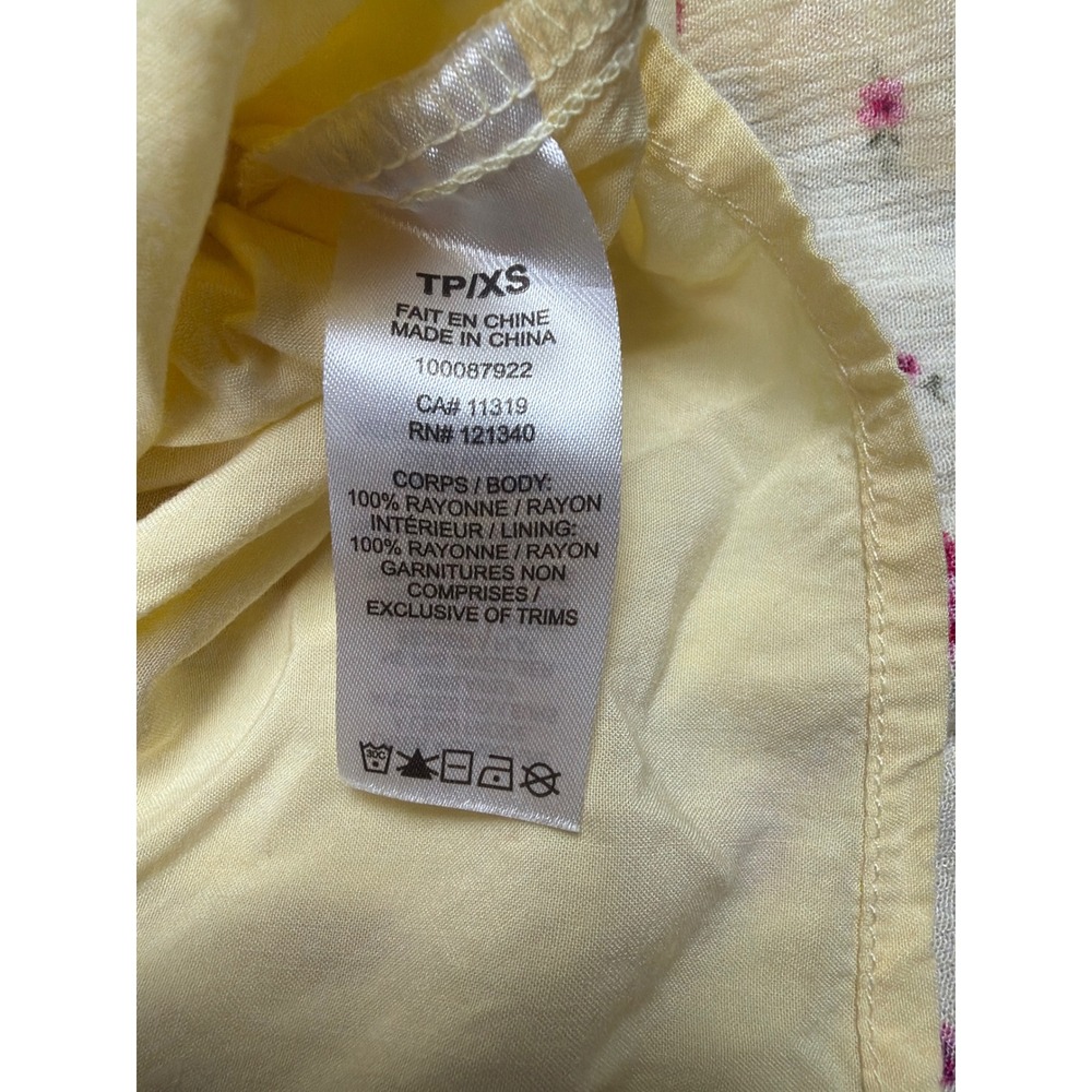 Garage Floral Smocked Skort Yellow Pink Rose Tiered Ruffle Mini Skirt XS - Picture 7 of 8